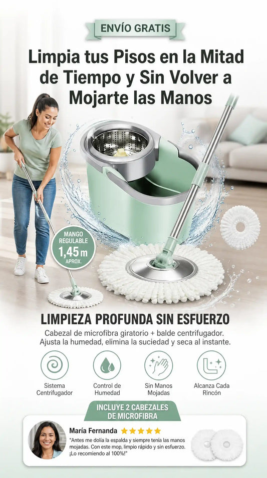 Trapeador 360 Reforzado Con Dos Mopa